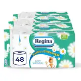 Regina Kamillenpapier 3-lagiges Toilettenpapier, 48 Rollen-Packung (3 x 16 Einzelpackungen), 150 Blatt pro Rolle, Sanft und zuverlässig, Mit einem Hauch von Kamille, FSC®-zertifiziertes Papier