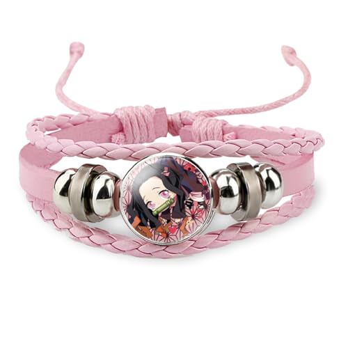 PQKL-party Demon Slayer Armband,Demon Slayer Merch,1pcs Demon Slayer Abzeichen Druck Armband,Unisex, Peripherie Spielelement Abzeichen Armband,Anime Armband,Geschenk,für Kinder Erwachsene Anime-Fans