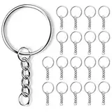 saizone 20 Stück 25mm Schlüsselring mit Spaltringe für Schlüssel Handwerk DIY, Schmuckherstellung, Kette schlüsselanhänger schlüsselringe Rostfreies Metall Silber Keyring Chain SprungRing