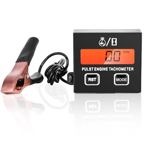Digitaler Drehzahlmesser, Induktiver Drehzahlmesser Kleiner mit Hintergrundbeleuchtung, Drehzahlmesser Motorsäge, Induktiver Drehzahlmesser mit Stundenzähler,Drehzahlmesser für Motorrad Rasenmäher