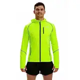 time to run Thermo-Laufjacke für Herren mit Frontreißverschluss Kapuze und Taschen XL Limonengrün