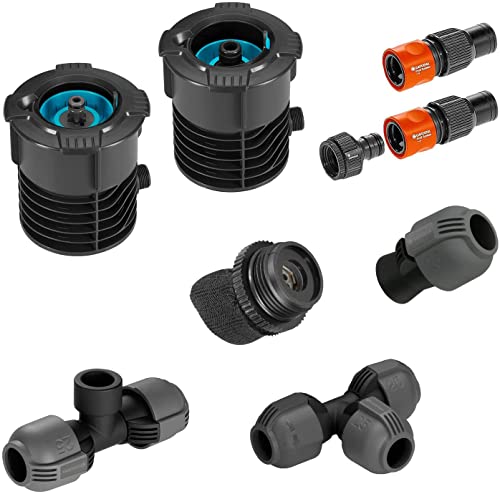 Gardena Sprinklersystem Start-Set Pipeline: Komplettset für den Einstieg in das Pipeline-System, Wasserentnahme rund um Haus und Garten, unterirdische Montage (08270-20) - blau/orange