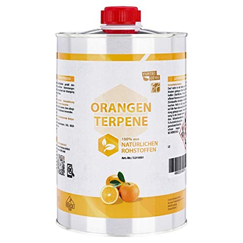 Orangenterpene 100%, Idealer Etikettenlöser & Klebereste-Entferner für Autolack, Fensterrahmen, Kunststoff, Glas, 1 L