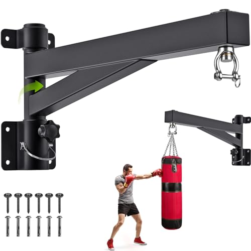 BeneLabel Boxsack Halterung, Sandsack Stand Wandhalterung 360 Rotierende Schwere Tasche Aufhänger Stillen Lager Schwenkbaren Haken für Home Gym Indoor Outdoor-Boxen Übung, 800lbs / 61cm Länge