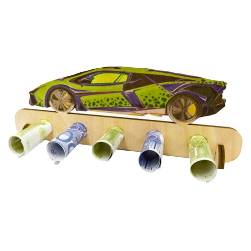 Auto Geschenke für Männer, Geburtstag Geldgeschenk Holz, Geschenk für Rennfahrer, Geldgeschenk für Führerschein, Neuen Auto, Tankgutschein Geld Geschenk Holz Deko für Freunde, Familie, Frauen
