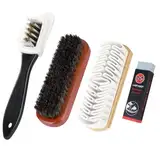Flintronic Wildlederbürste für Schuhe *1, Schuhbürste mit Natürliches Pferdehaar *1, Rosshaar für Professionelle Schuhpflege, Rosshaar für Professionelle Schuhpflege, zum Putzen und Polieren