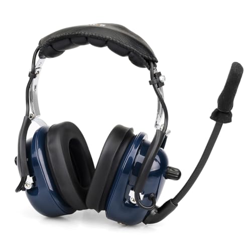 BOLORAMO Air RA200 General Aviation Piloten-Headset für Studentenpiloten mit 24dB Noise Reduction GA Doppelstecker Winddichter Schaumstoff Piloten-Headset Verstellbarer Kopfbügel für die Kommunikation