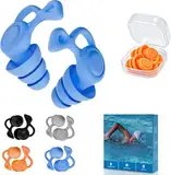 Ohrstöpsel Schwimmen für Erwachsene, 4 Paar wasserdichte, wiederverwendbare weiche Silikon-Ohrstöpsel, zum Duschen, Schwimmen, Surfen, Schnorcheln und mehr (Erwachsene & Jugendliche 14+)