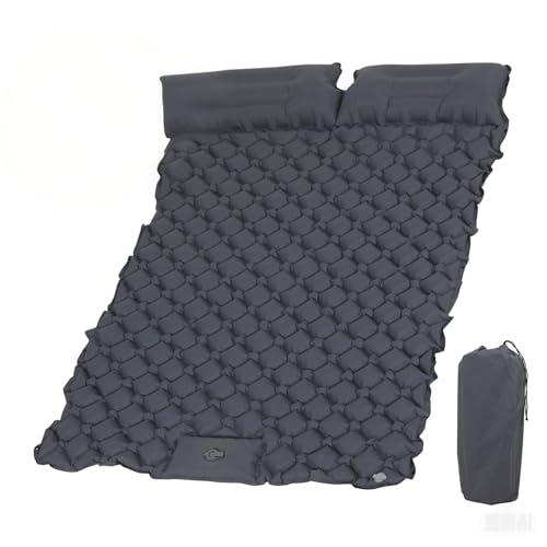 ZealWe Isomatte Camping Selbstaufblasend 2 Persone Ultraleicht Aufblasbare Luftmatratze, Schlafmatte Kleines Packmaß mit Fußpresse Pumpe & Kissen, Camping Matratze für Outdoor, Wandern, Zelt, Grau