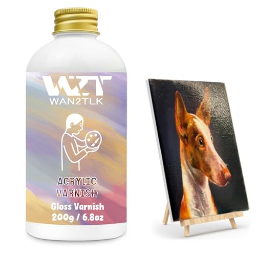 WAN2TLK Acrylic Varnish, Professional Gloss Varnish for Acrylic Painting, Seals and Protects Artworks, Non-Toxic, Art Acrylic Paint Sealer for Handmade Artists, Painter & Kids (200ml/Gloss)