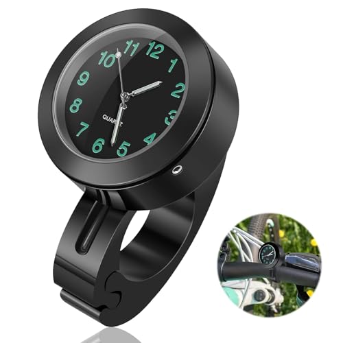 1 Stück Motorrad Uhr Fahrrad Uhr Motorrad Uhr Lenker Fahrraduhr für Lenker Wasserdicht Leuchtend Motorraduhren für Lenker Motorrad Fahrrad Uhr Universal Lenkerhalterung Uhr für Motorräder (Schwarz)