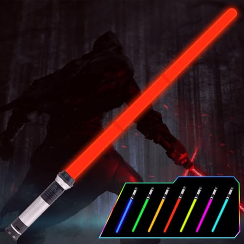 OSDUE 80 cm Lichtschwert, RGB 7 Farben LED Laserschwert, Laser Sword mit Beleuchtung & Sound, Elektronisches Spielzeug-Lichtschwert für Halloween Verkleidung, Silvester-Partyzubehör