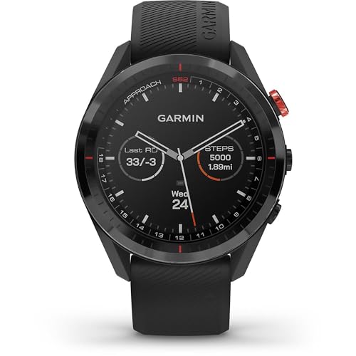 Garmin 010-02200-00 Approach S62, Premium-Golf-GPS-Uhr, integrierter virtueller Caddie, Mapping und Vollfarbbildschirm, Schwarz