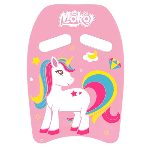 MoKo Kinder Schwimmbrett, Schwimmen Kickboard Trainingsausrüstung mit Griffen Cartoon Swim Float Schwimmtrainingsausrüstung Schwimm Board für Junge Mädchen - Rosa Einhorn