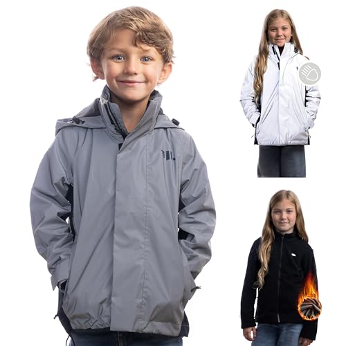 Valkental - Wasserdichte 3in1 Jacke Kinder mit Fleece Zipp-In | Jungen & Mädchen | Geeignet als Winterjacke, Regenjacke & Fahrradjacke