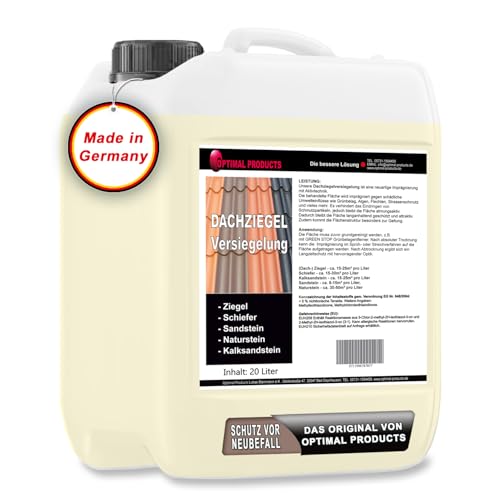 Optimal Products Dachversiegelung/Imprägnierung | Atmungsaktive Langzeitschutz-Versiegelung mit Hydrophobierung I Mit Abperleffekt I 20 Liter Kanister