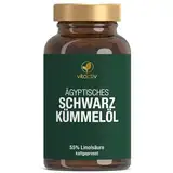 VITACTIV Ägyptisches Schwarzkümmel Öl Kapseln - schonend kaltgepresst - mit Folsäure, Vitamin E und Biotin – gut für Blutzuckerspiegel und Blutbildung - 90 Softgel-Kapseln