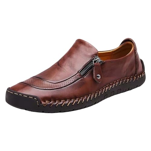Businessschuhe Leicht Lederschuhe Herren Mit ReißVerschluss Plate Schuhe Bequem Outdoor Boots FüR MäNner FrüHling Und Sommer Ohne SchnüRen Freizeitschuhe Outdoor-Wanderschuhe