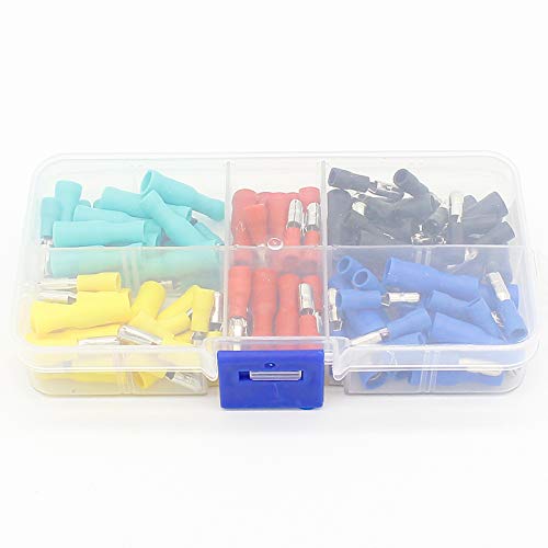 BYLSAGWHT 100pcs/set 5 Colors 16-14AWG Male Female Connector Crimp Terminals Wiring