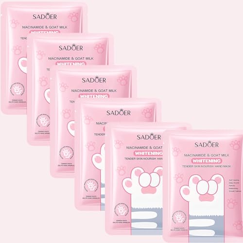 Hand Mask - 6 Pairs Moisturising Hand Gloves, Goat Milk Moisturising Gloves, Gloves For Hand Care, Hand Care Moisturising Gloves, Moisturising Whitening Hand Mask Aufhellende Handmaske