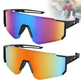 LYPPUL Schnelle Brille Rave, 2 Stück Sport Sonnenbrille, UV400 Polarisiert Fahrradbrille, Fahrradbrille Winddicht, Sonnenbrille Fahrradbrille Herren Damen für MTB Rennrad Radfahren Biking Ski Rave