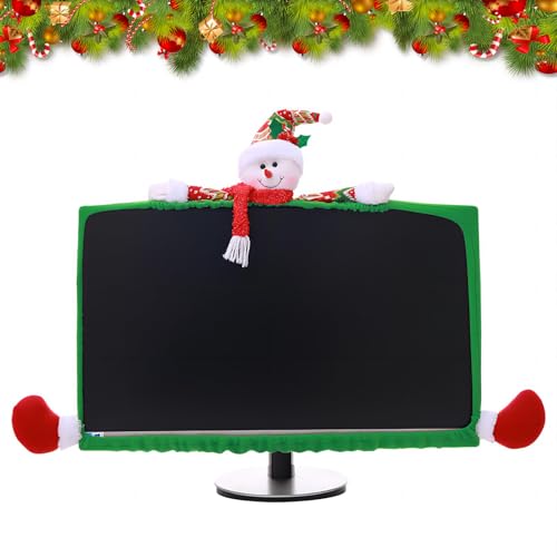 Weihnachten Computer Bildschirm Abdeckung 19-27 Zoll Elastische Weihnachten Monitor Border Abdeckung Weihnachten Computer Monitor Dekoration für Laptops TV LCD PC Monitor Display Rahmen (Schneemann)