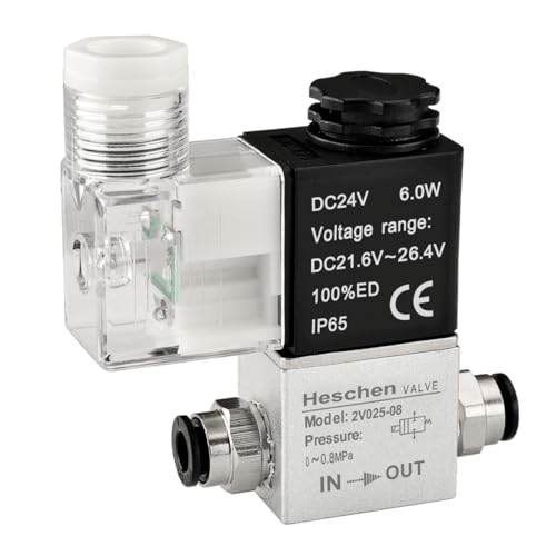 Heschen Elektrisches pneumatisches Magnetventil, 2V025-08, 24 VDC, PT1/4, 2/2-Wege, normalerweise geschlossen, CE IP65