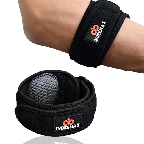 INDEEMAX 1 Pack Ellenbogenbandage Männer Damen, Kompression Bandage mit EVA-Futter, Einstellbare Ellenbogen Bandage für Sports,Sehnenentzündung,Arthritis, Lindert die Schmerzen bei Tennisarm Golferarm