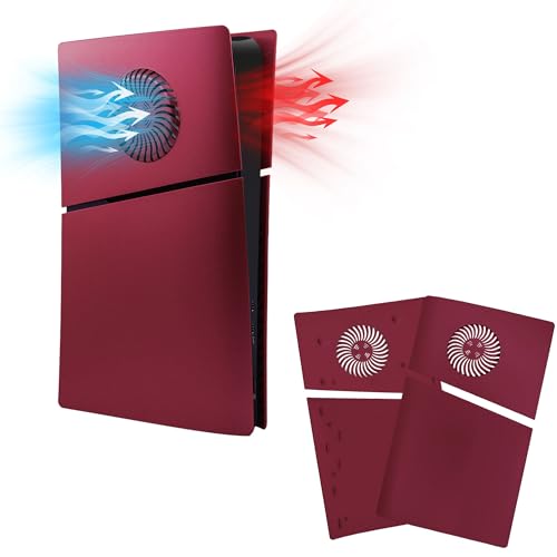 Mcbazel PS5 Slim Frontplattenersatz Faceplates Dauerhafte ABS Schutzersatzabdeckung mit Kühlungsventilzubehör für Playstation 5 Slim Digital Edition -rot(Nicht für PS5/PS5 Pro)