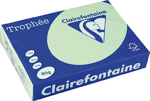 Clairefontaine 1777C - Ries Druckerpapier / Kopierpapier Trophee, intensive Farben, DIN A4, 80g, 500 Blatt, Golf Grün, 1 Ries