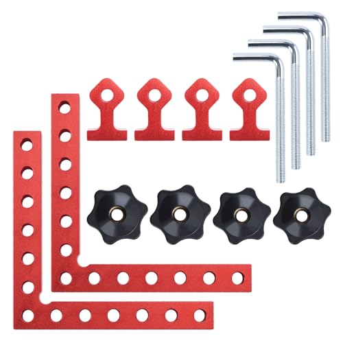 90 Grad Positionierwinkel, 2 Sätze Eckklammern (14 x 14cm) Rechtwinkliges Winkelspanner Quadrat Aluminiumlegierung quadratische Klammern für Holzbearbeitung Schrank Bilderrahmen, Heimwerken, Handwerk