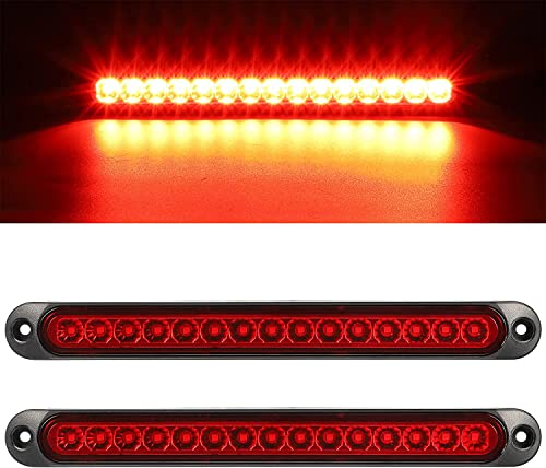 Greluma 2 Stück 12-24V 15 LEDs Anhänger Bremse Rücklicht Bar, Wasserdichte Stop Turn Rücklichter Lauflicht Identifikationslicht für Offroad LKW Pickup Auto RV UTV ATV
