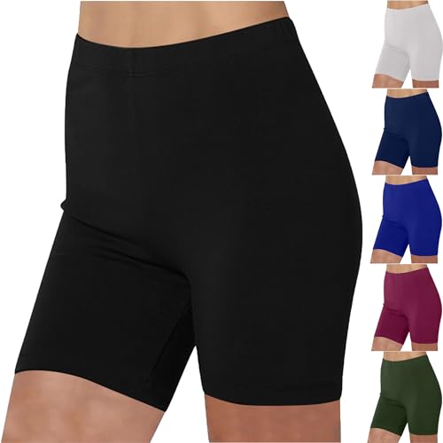 KOG Damen Shorts Kurze Leggings High Waist Baumwolle Sommer Hosen Radlerhose Kurze Sporthose Blickdicht Sportshorts Trainingshose Gym Shorts Yoga Shorts Unterhosen Prime Schwarz S