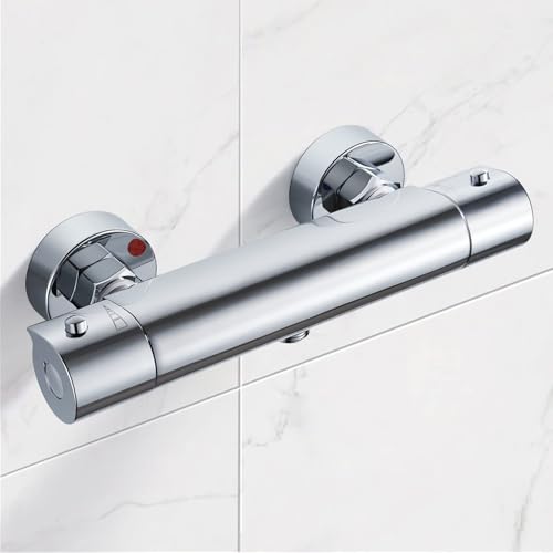 Namuoto Duscharmatur mit Thermostat Aufputz Brausethermostat, Thermostat Dusche Mischbatterie mit 38 °C Sicherheitstaste, Duscharmaturen Laiton Chrom