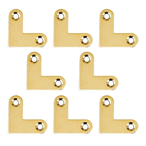 Regalhalterung, Eckwinkel, 8 Stück, antikes L-förmiges Messing, Flache Eckhalterung, Verbindung, Flache Eckstrebe, Plattenstütze, Schublade, Fester Eckcode (Gold) (Farbe: OneColor) (Color : OneColor