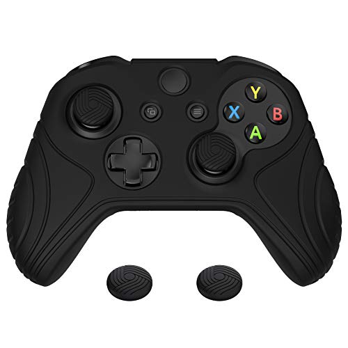 PlayVital Hülle für Xbox One X/S Controller,Case Anti-Rutsche Schutzhülle Hülle ergonomische Griffe Skin & Stick Kappen für Xbox One X/S Controller(Samurai Edition,Schwarz)