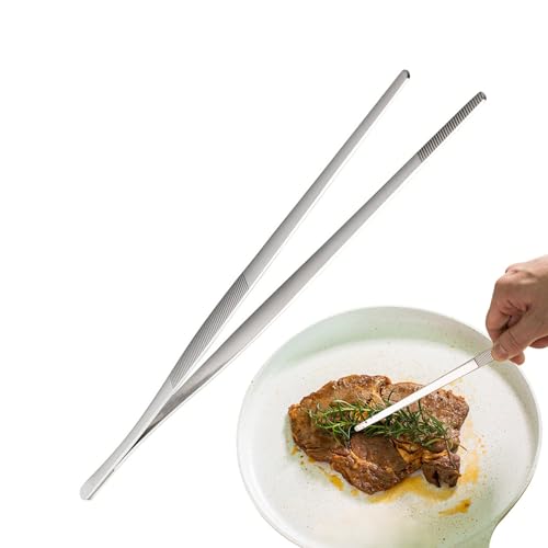 Grillzange,Rostfreie BBQ Grillzange Mit Sicherheitsverschluss - Hitzebeständige Lebensmittelzange Für Grillbuffet, Steak, Fisch & Salate
