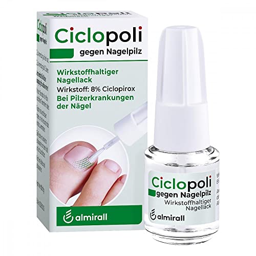 Ciclopoli gegen Nagelpilz, bei Pilzerkrankungen der Nägel, Anti-Pilz-Nagellack mit bewährtem Wirkstoff Ciclopirox und Tiefwirk-Effekt, nur 1x täglich auftragen, 3.3 ml