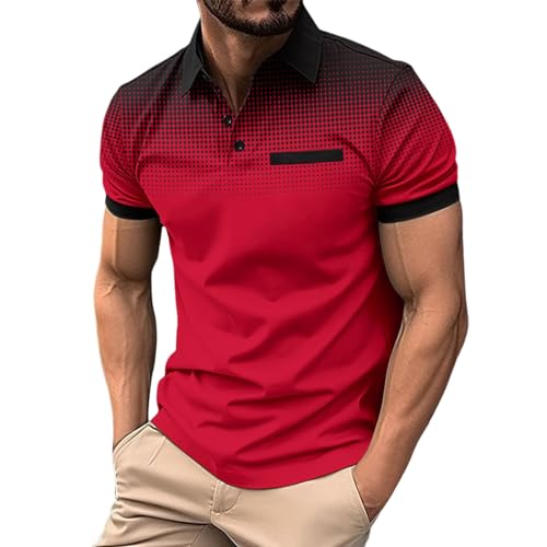 Mymyguoe Poloshirt Herren Kurzarm Sommer Polo Shirt 2024 Regular T Shirt Sportshirt Passform Workout Fitnessshirt Stretch Sportstyle Outdoorshirt Casual Atmungsaktiv Polohemd Golf T-Shirts Polohemden