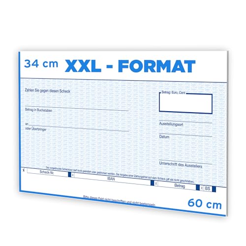 Litfax Spendenscheck XXL - Volksbank-Raiffeisenbank Bankenscheck, 60x34 cm (1er Pack) - Stärke 3mm - Flexibel beschreibbar - Witterungsbeständig - PR Scheck - Riesenscheck - Scheck Groß