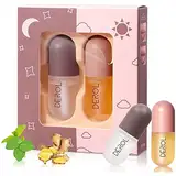 2 Pcs Lip Plumper Gloss, NatüRliches Make-Up Lipgloss, Lip Care Lip Plump Serum Kit, Derol Lip Plumper, Lippenfüller, Beautiful Fuller, Hydrating & Reduce Fine Lines