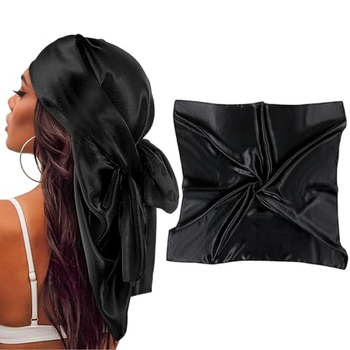 Qianyu 90 x 90 cm Große Quadratische Schals für Damen Seide Kopftuch Bandanas Silk Head Scarf Gefühl Schal Personifizieren Elegant Seidentuch Haartuch Halstuch Haarschmuck Taschentuch