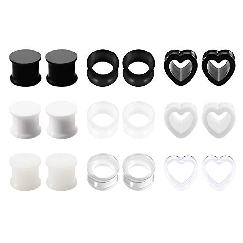 AceFun Ohrpiercing Tunnel Plug Expander acryl und silikon Ohr Plug Tunnel Herz Double Flared 8mm 9paare