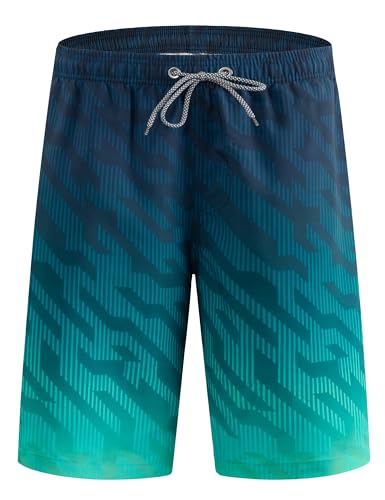 APTRO Herren Badehose Lang Badeshorts Schnelltrocknend Boardshorts Freizeit Short Geometrische Grün MK3309 L