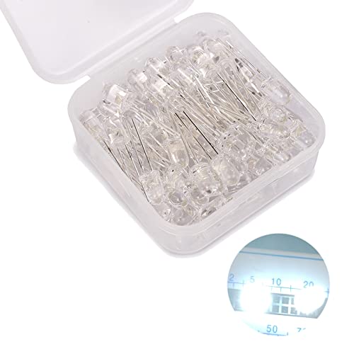 5mm LED Leuchtdiode, 80 Stück Weiß LED Dioden, 5 mm LED Sortimentskits für Wissenschaftsprojekte, Schulen und Heimwerkerprojekte (5 mm 80 Stück)
