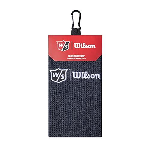 Wilson Staff Unisex Golf-Handtuch, Dreifach gefaltet, TRI FOLD, Mikrofaser, Schwarz, Einheitsgröße, WGA9000102