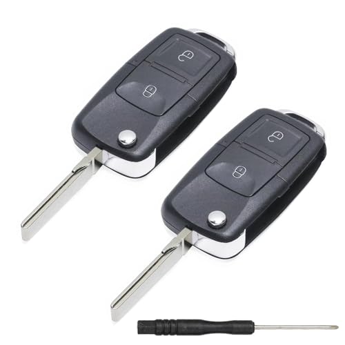 Kesiku Golf 4 Schlüssel für Vw Golf 4 5 6 Bora Polo Passat Skoda Seat Leon Touran MK4 Autoschlüssel, Vw Schlüsselgehäuse, Polo Fernbedienung 2 Tasten - 2 Stück