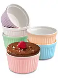 6 Souffle Förmchen aus Keramik - Backofenfest - 200 ml - 9 cm - Stapelbar - Mit Antihaftbeschichtung