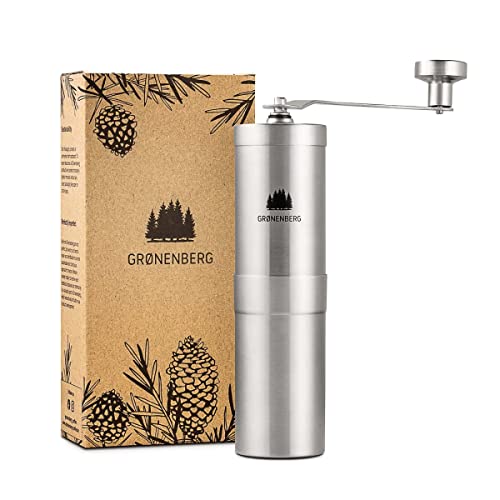 Groenenberg Kaffeemühle manuell I Hochwertiger Coffee Grinder Edelstahl I Espressomühle mit stufenlos einstellbarem Kegelmahlwerk I Kaffeemühle hand