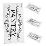 LOEFLIFA 4 Stück Lagerraum Logo Aufkleber Vorratszimmerabziehbilder Speisekammer selbstklebend rustikaler Wandaufkleber Speiseschilder für Zuhause Pantry -Aufkleber für Glastür PVC Schwarz